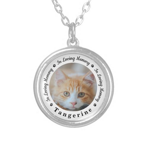 Personalized Pet Memorial Custom Cat Photo  Silver Plated Necklace