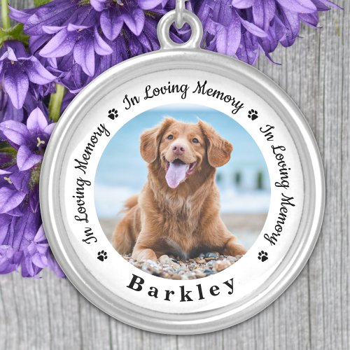 Personalized Pet Memorial Custom Dog Photo  Silver Plated Necklace