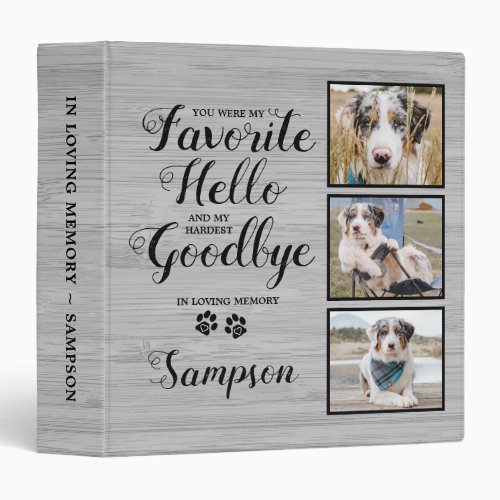 Personalized Pet Memorial Dog Photo Album 3 Ring Binder