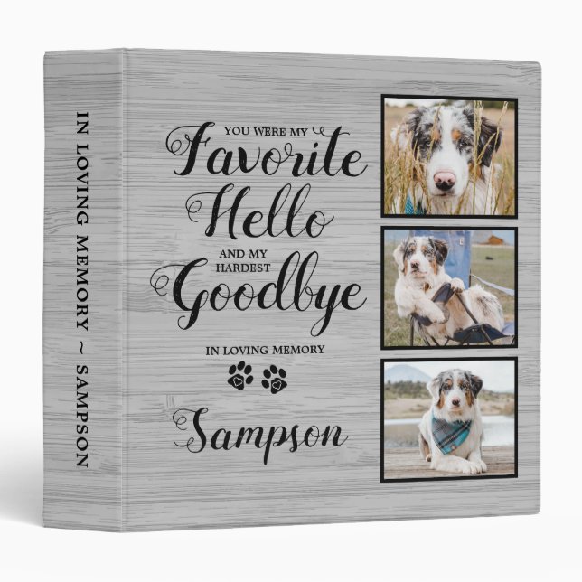 Personalized Pet Memorial Dog Photo Album 3 Ring Binder (Front/Spine)