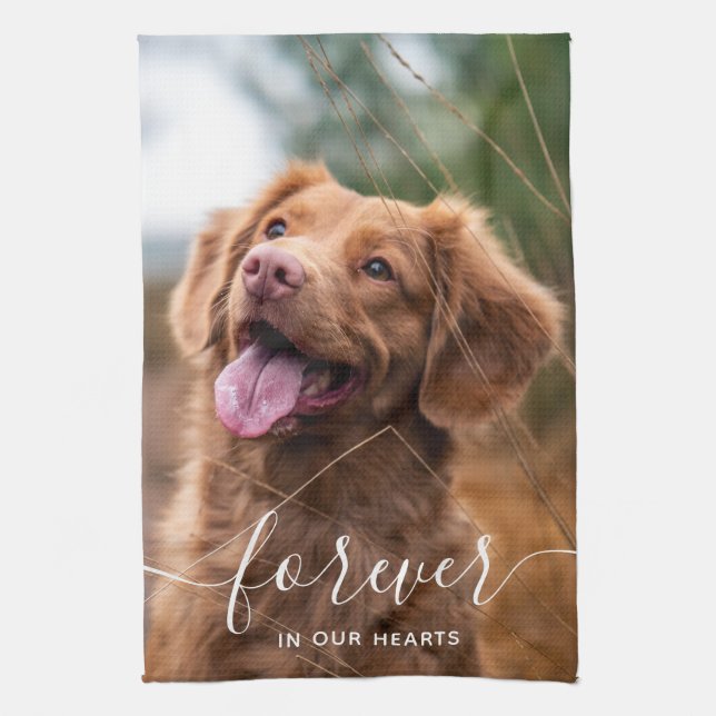 Personalized Pet Memorial Dog Photo Kitchen Towel (Vertical)