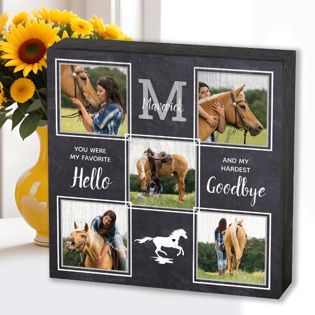 Personalized Pet Memorial Horse Photo Collage  Wooden Box Sign (Creator Uploaded)