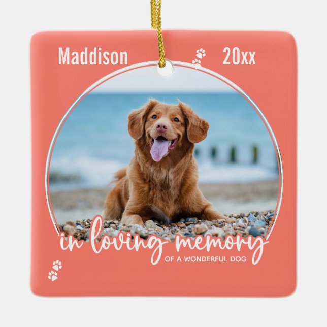Personalized Pet Memorial In Loving Memory Ceramic Ornament (Front)