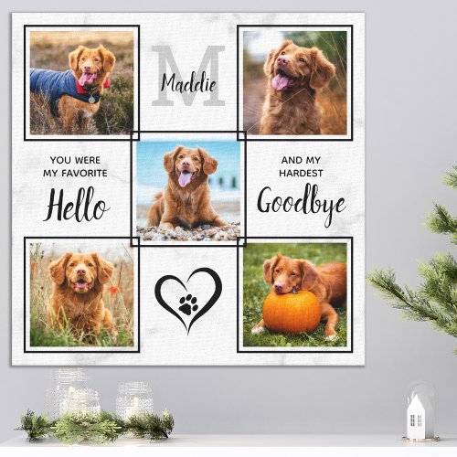 Personalized Pet Memorial Keepsake 5 Photo Collage Canvas Print