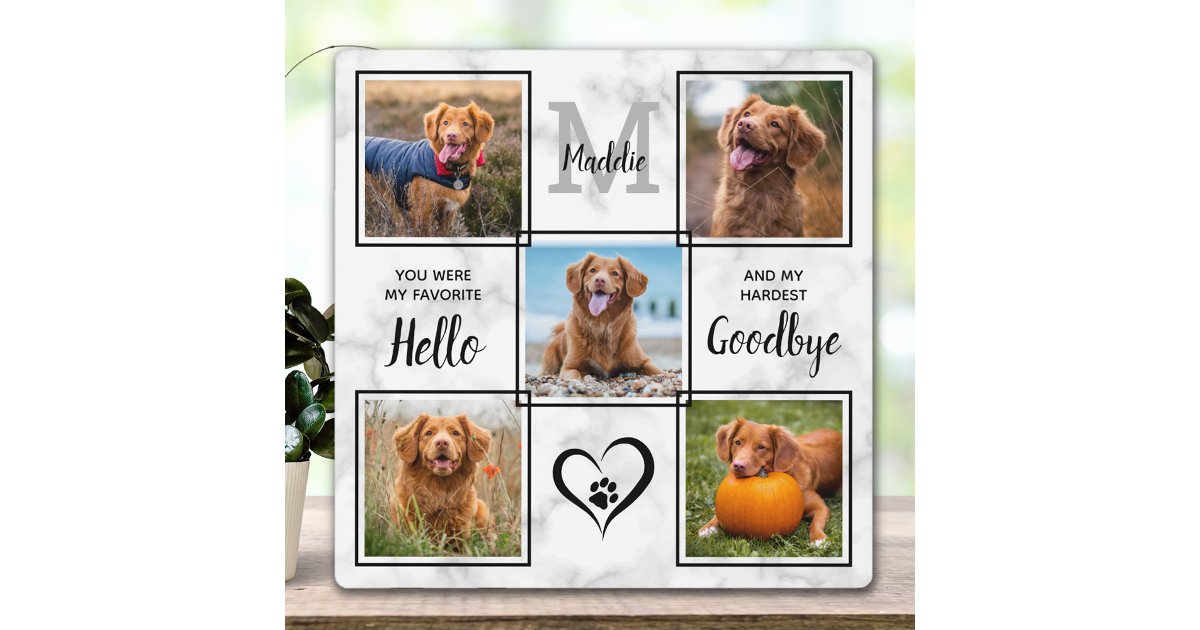 Personalized Pet Memorial Keepsake 5 Photo Collage Plaque | Zazzle