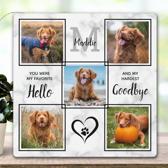 Personalized Pet Memorial Keepsake 5 Photo Collage Plaque (Creator Uploaded)