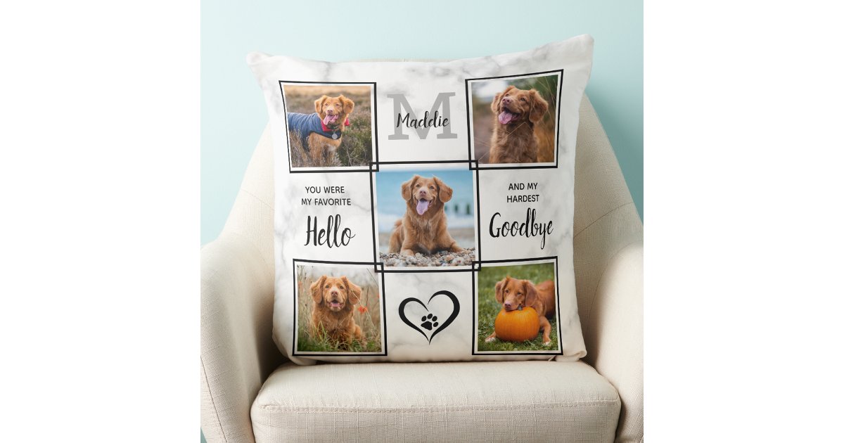 Personalized Pet Memorial Keepsake 5 Photo Collage Throw Pillow | Zazzle