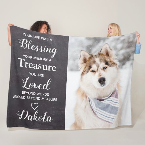 Personalized Pet Memorial Keepsake Dog Photo Fleece Blanket