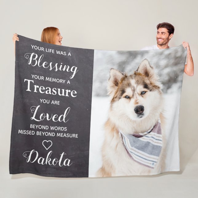 Personalized Pet Memorial Keepsake Dog Photo Fleece Blanket (In Situ)