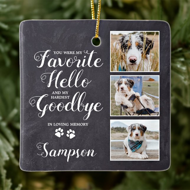 Personalized Pet Memorial Keepsake Photo Collage Ceramic Ornament (Creator Uploaded)