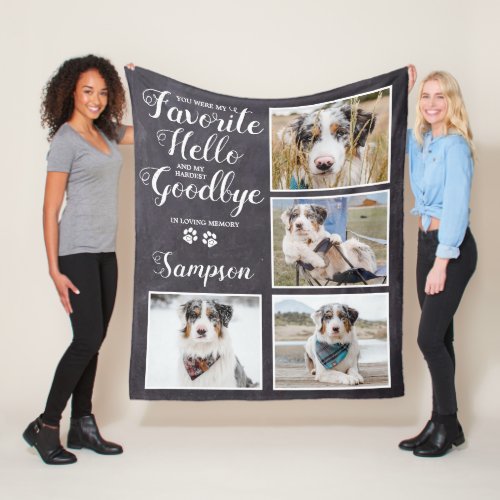 Personalized Pet Memorial Keepsake Photo Collage Fleece Blanket