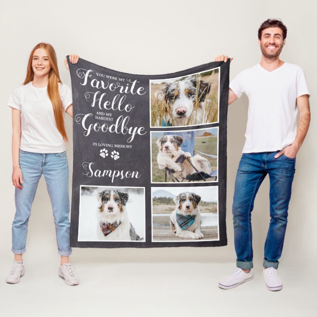 Personalized Pet Memorial Keepsake Photo Collage Fleece Blanket (In Situ)