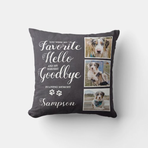 Personalized Pet Memorial Keepsake Photo Collage Throw Pillow