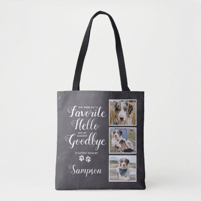 Personalized Pet Memorial Keepsake Photo Collage Tote Bag (Front)
