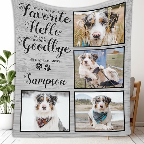 Personalized Pet Memorial Keepsake Photo  Fleece Blanket