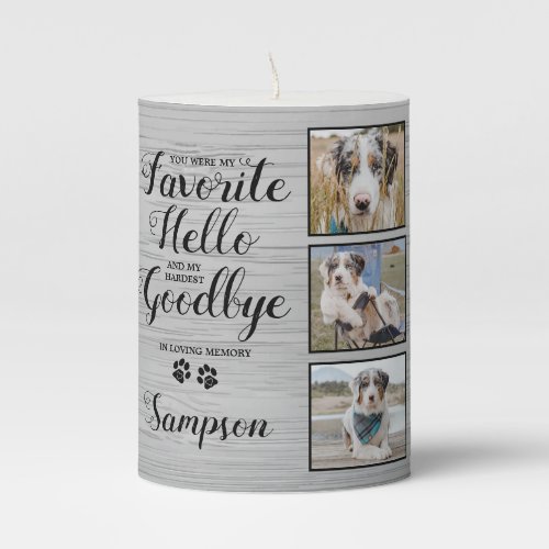 Personalized Pet Memorial Keepsake Photo Pillar Candle