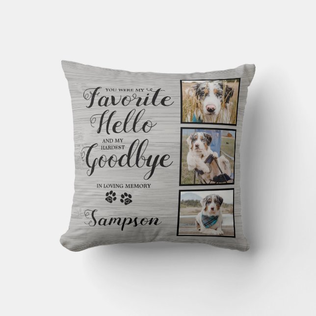 Personalized Pet Memorial Keepsake Photo Throw Pillow (Front)