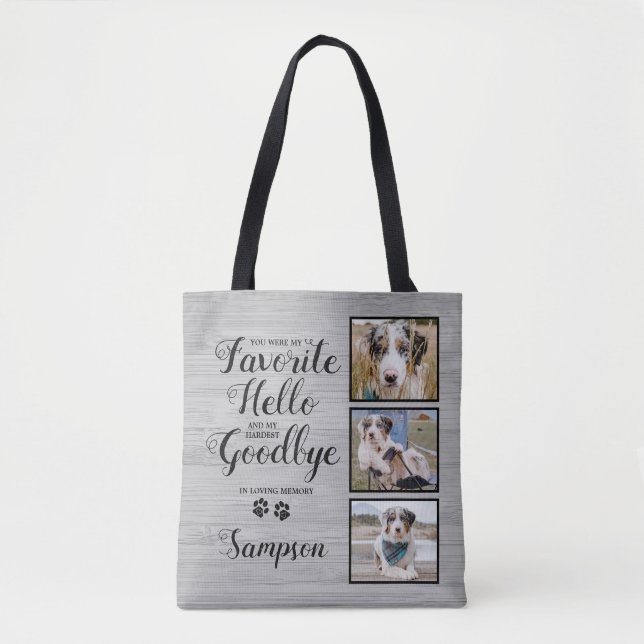Personalized Pet Memorial Keepsake Photo Tote Bag (Front)