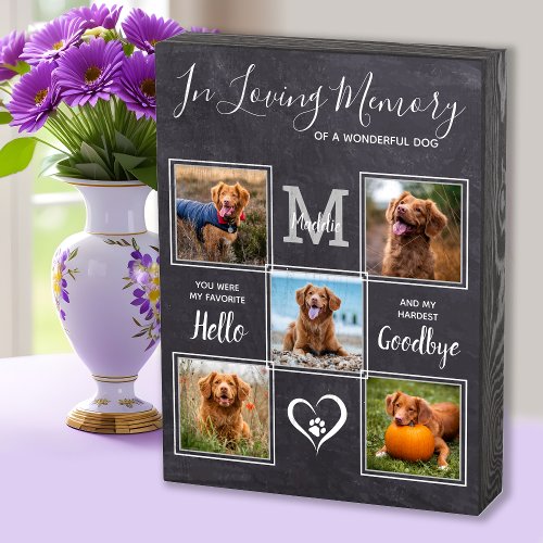 Personalized Pet Memorial Loving Memory 5 Photo Wooden Box Sign