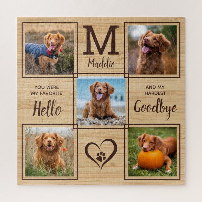 Personalized Pet Memorial Pet Loss 5 Photo Collage Jigsaw Puzzle (Vertical)