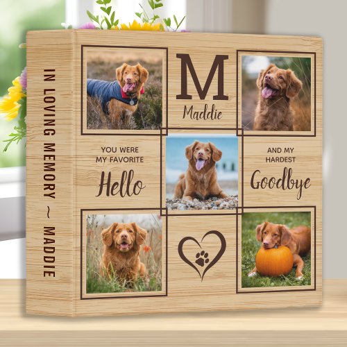 Personalized Pet Memorial Pet Loss Photo Album 3 Ring Binder