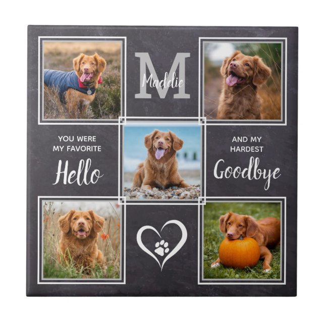 Personalized Pet Memorial Pet Loss Photo Collage Ceramic Tile (Front)
