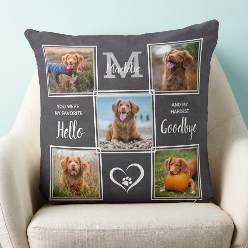 Personalized Pet Memorial Pet Loss Photo Collage Throw Pillow
