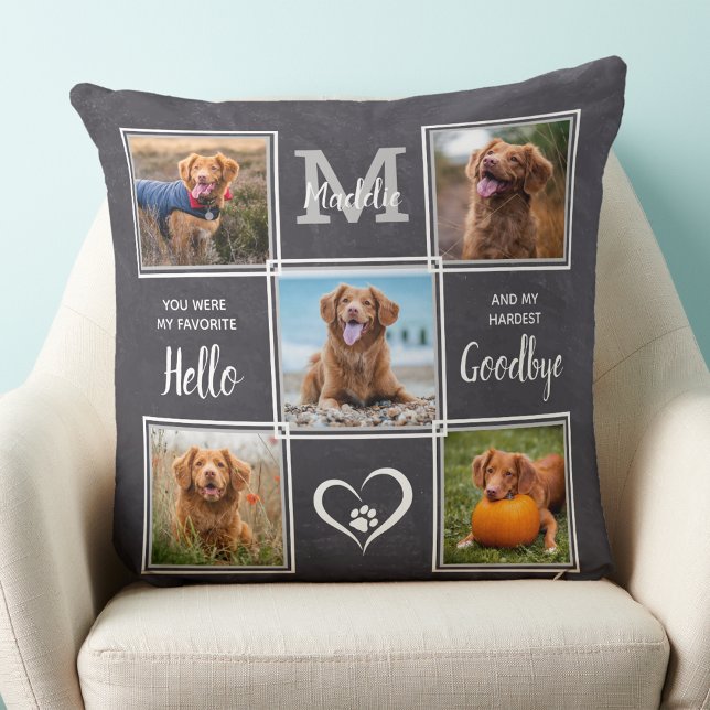 Personalized Pet Memorial Pet Loss Photo Collage Throw Pillow (Creator Uploaded)