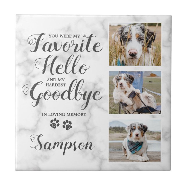 Personalized Pet Memorial Photo Collage Ceramic Tile (Front)