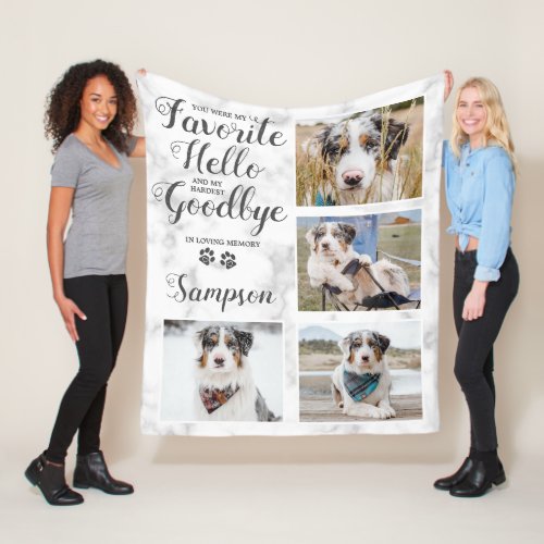 Personalized Pet Memorial Photo Collage Fleece Blanket
