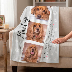 Personalized Pet Memorial Photo Collage Fleece Blanket
