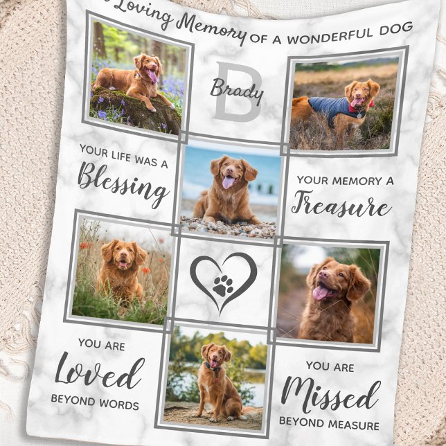 Personalized Pet Memorial Photo Collage Fleece Blanket (Creator Uploaded)