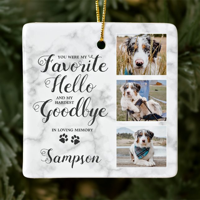 Personalized Pet Memorial Photo Collage Pet Loss Ceramic Ornament (Creator Uploaded)