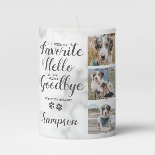 Personalized Pet Memorial Photo Collage Pillar Can Pillar Candle