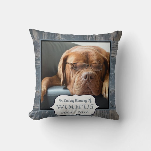 Personalized Pet Memorial Photo | Dog Condolence Throw Pillow (Front)