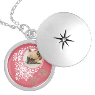 Personalized Pet Memorial Photo Keepsake Paw Print Locket Necklace