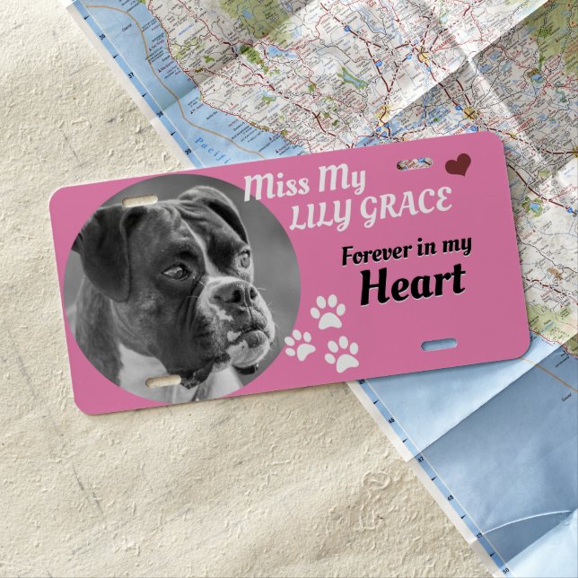 Personalized Pet Memorial Photo License Plate (In Situ)