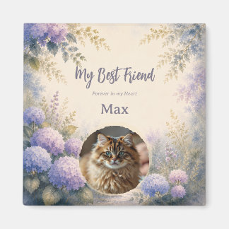 Personalized Pet Memorial Photo Magnet | Hydrangea