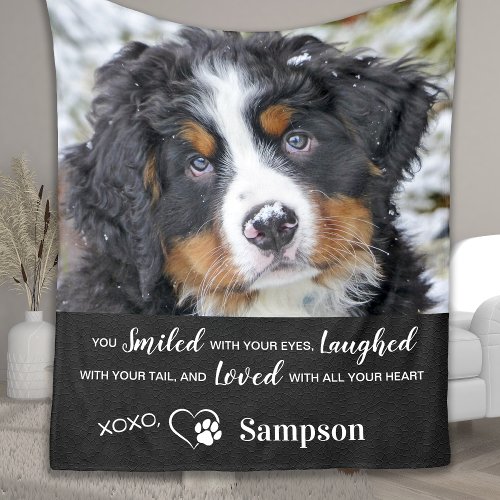 Personalized Pet Memorial Remembrance Dog Photo  Fleece Blanket