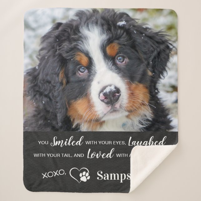 Personalized Pet Memorial Remembrance Dog Photo  Sherpa Blanket (Front)
