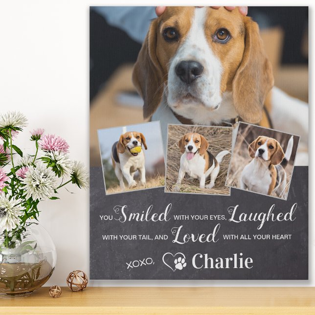 Personalized Pet Memorial Remembrance Poem 4 Photo Faux Canvas Print (Creator Uploaded)