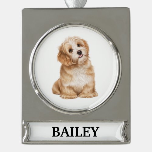 Personalized Pet Memorial Silver Plated Banner Ornament