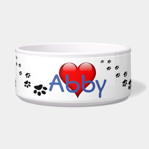 Personalized Pet Nam Paw print Pattern Bowl