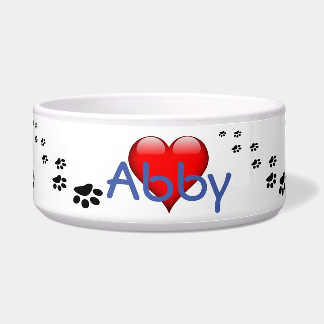Personalized Pet Nam Paw print Pattern Bowl (Front)