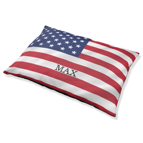 Personalized Pet Name American Flag Patriotic Pet Bed