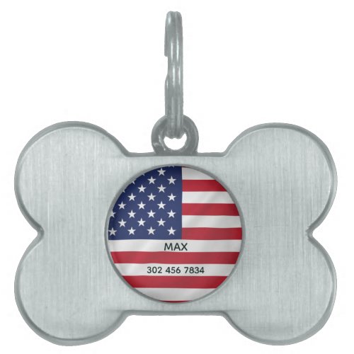Personalized Pet Name American Flag Patriotic Pet ID Tag