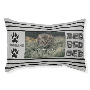 Personalized Pet Name and Photo Stripe Pet Bed