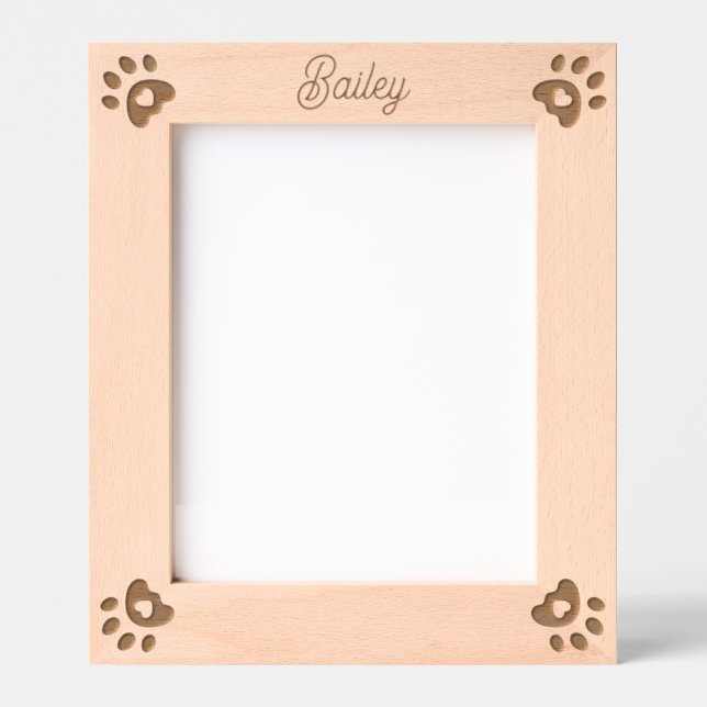 Personalized Pet Name Dog Hearts Paw Prints Custom Engraved Frames (Front)