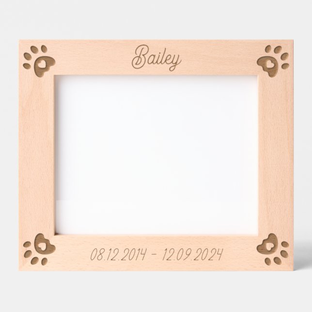 Personalized Pet Name Dog Hearts Paw Prints Custom Engraved Frames (Front)