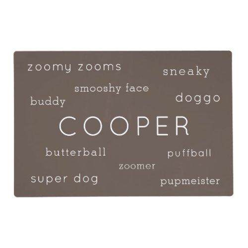 Personalized Pet Name Nickname Reversible Brown Placemat